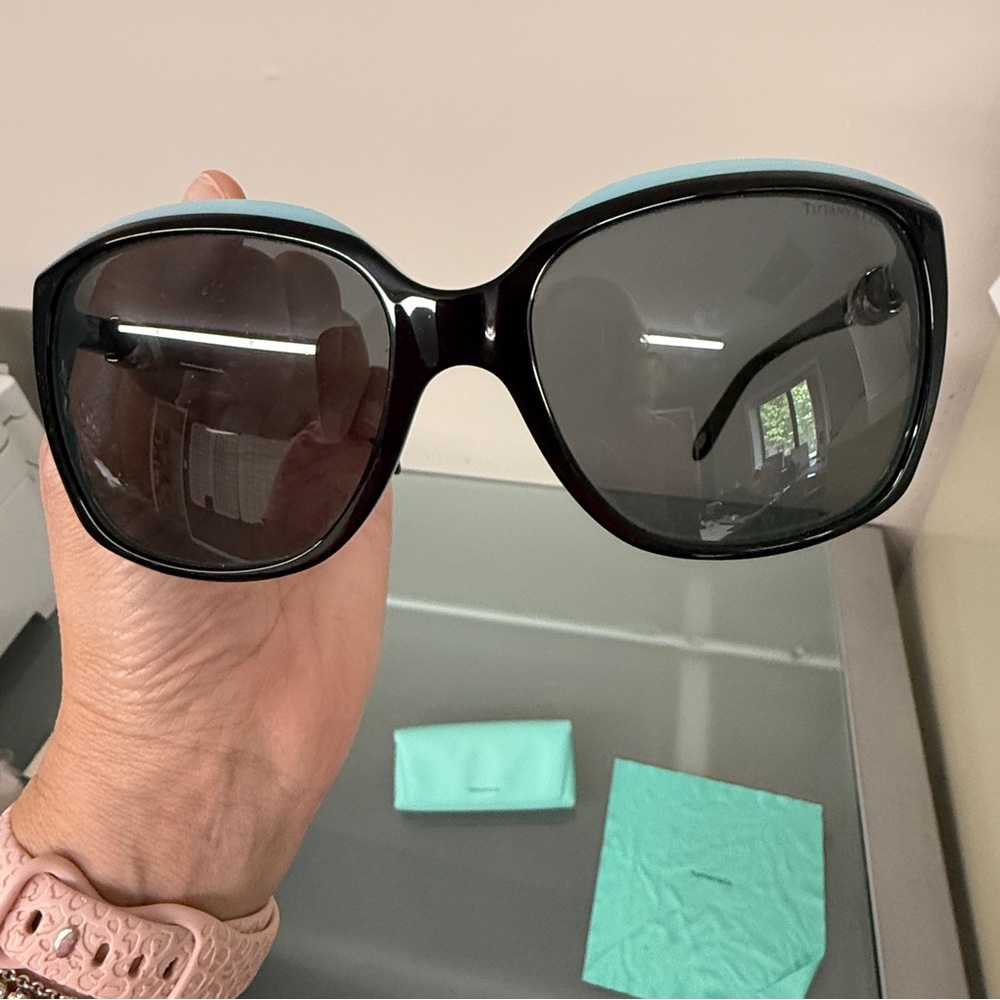 Tiffany & Co. Black and Blue Oversized Sunglasses